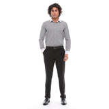 Men's Button Down Stripe Dress Shirt Formal Classic Collar - Black