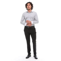 Men's Button Down Stripe Dress Shirt Formal Classic Collar - Grey