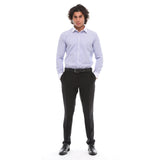 Men's Button Down Stripe Dress Shirt Formal Classic Collar - Blue