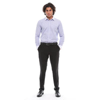 Men's Button Down Stripe Dress Shirt Formal Classic Collar - Blue