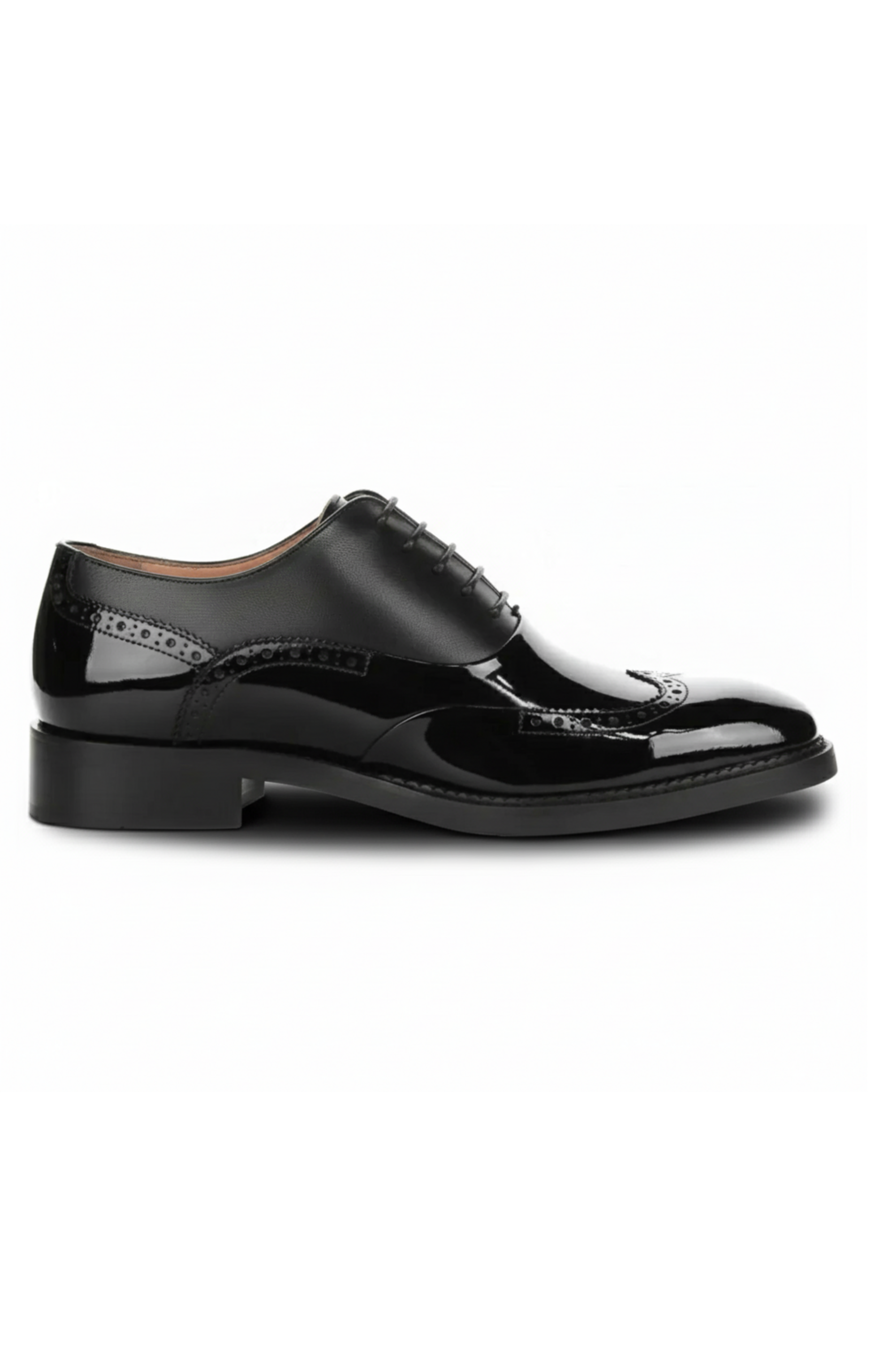 Harry - Men's Black Patent Leather Brogue Shoes