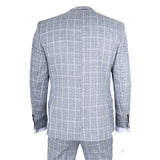 Men's Light Blue 3 Piece Plaid Check Suit