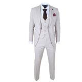 Men's Classic Plain Cream 3 Piece Suit
