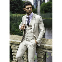 Men's Classic Plain Cream 3 Piece Suit
