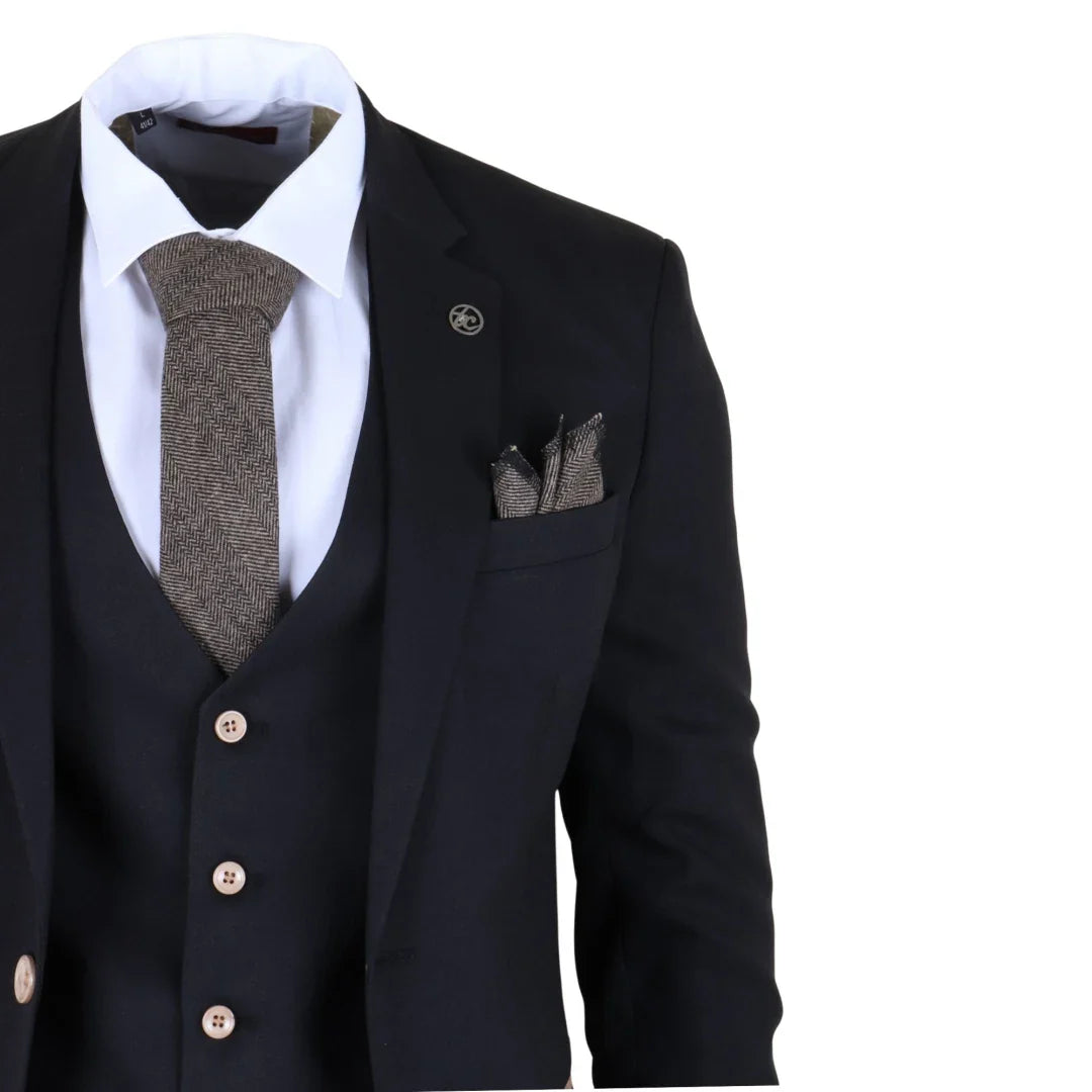 Men's Black 3 Piece Tailored Fit Suit