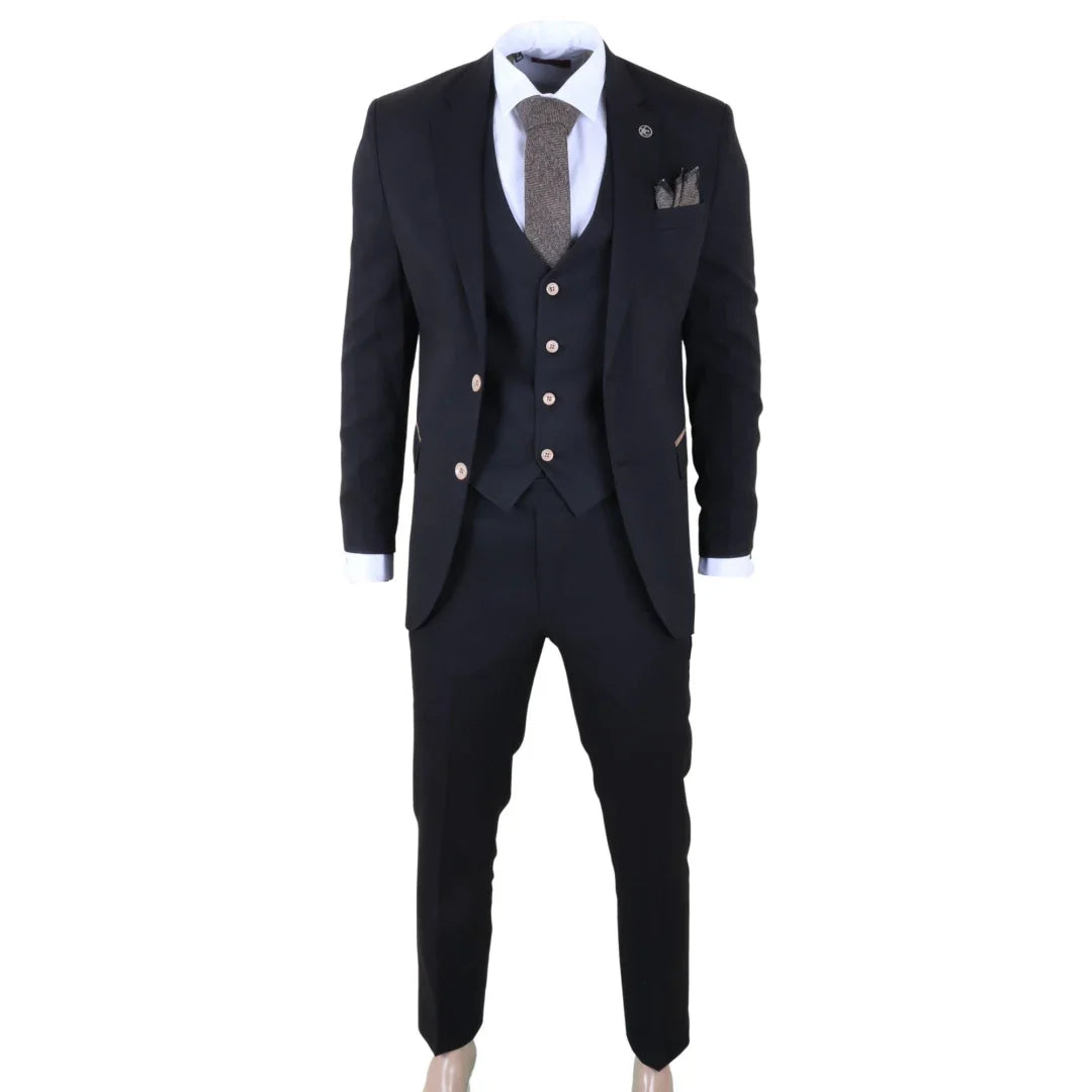 Men's Black 3 Piece Tailored Fit Suit