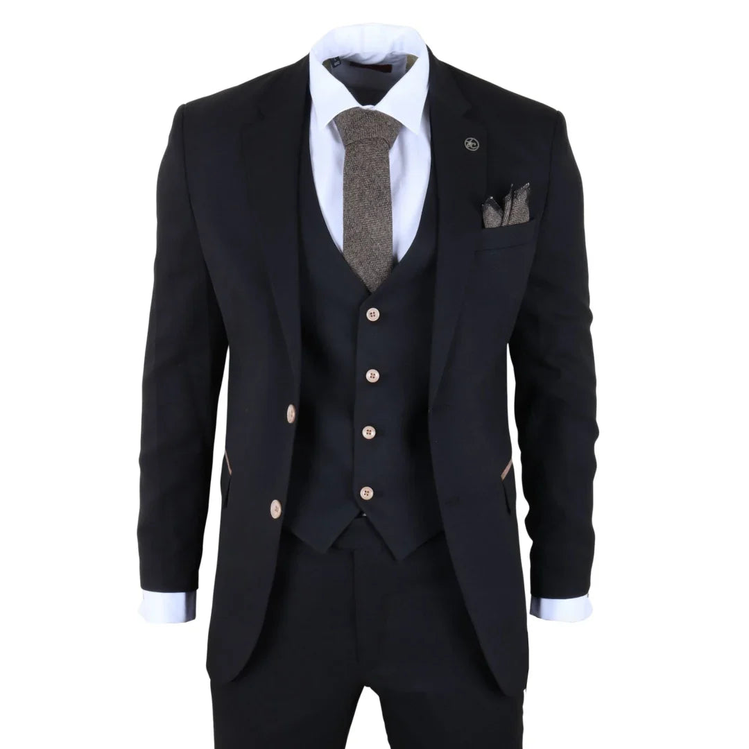 Men's Black 3 Piece Tailored Fit Suit