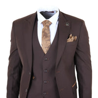 IM32 - Men's Plain Dark Brown 3 Piece Suit