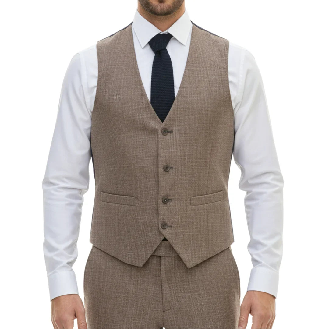 Men's 3 Piece Brown Tailored Fit Suit