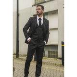 IM3 Men's Black Checked Tailored Fit 3-Piece Suit