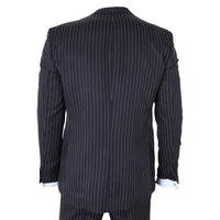 IM45 - Men's Pinstripe 3 Piece Black Suit Mafia Style