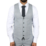 Mark Men's Light Blue 3-Piece Tweed Check Tailored Fit Suit