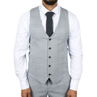 Mark Men's Light Blue 3-Piece Tweed Check Tailored Fit Suit