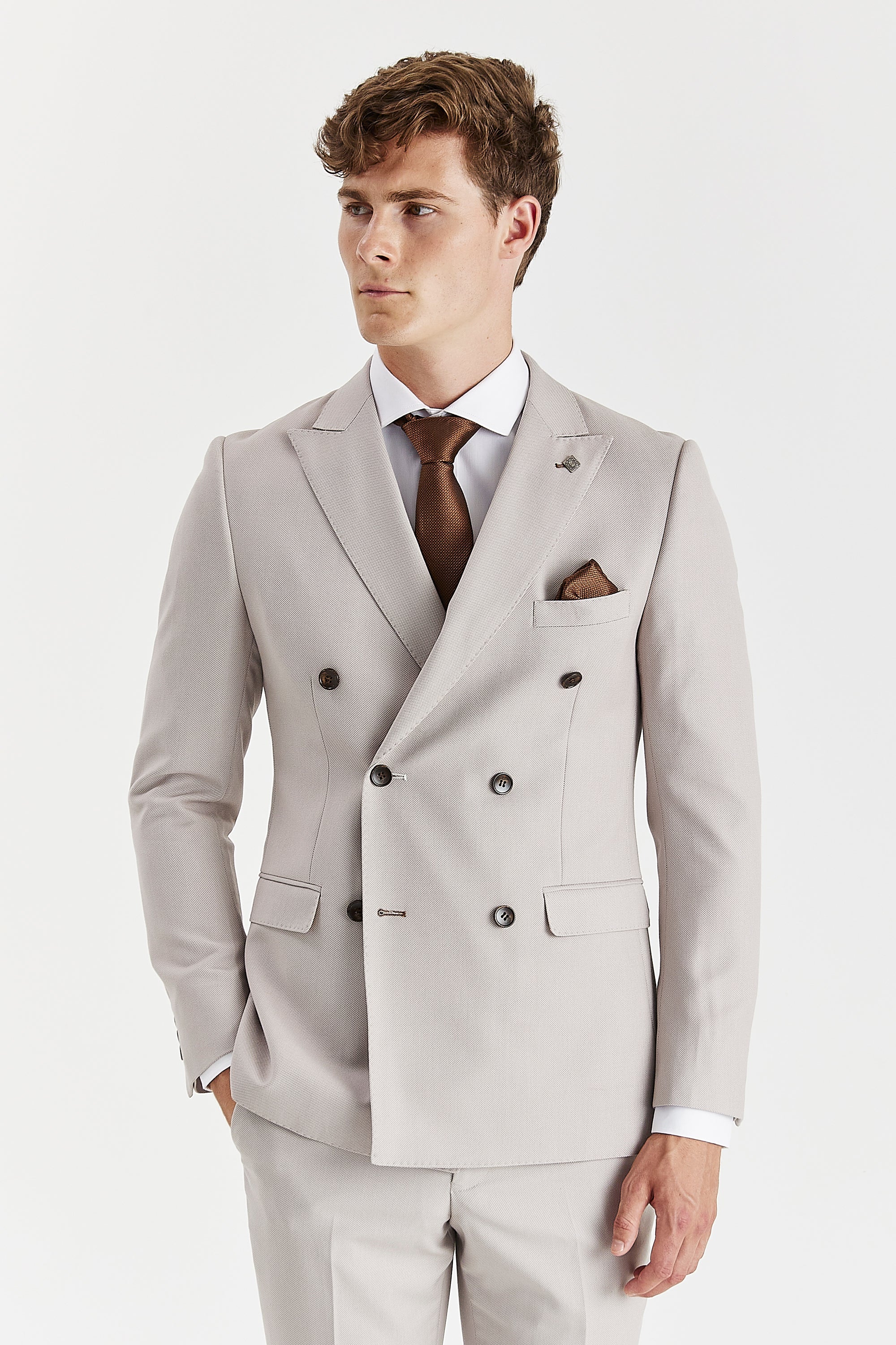 Mayfair - Men's Stone 2 Piece Double Brested Suit