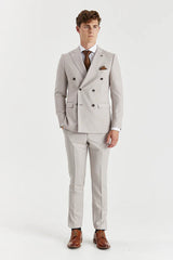 Mayfair - Men's Stone 2 Piece Double Brested Suit