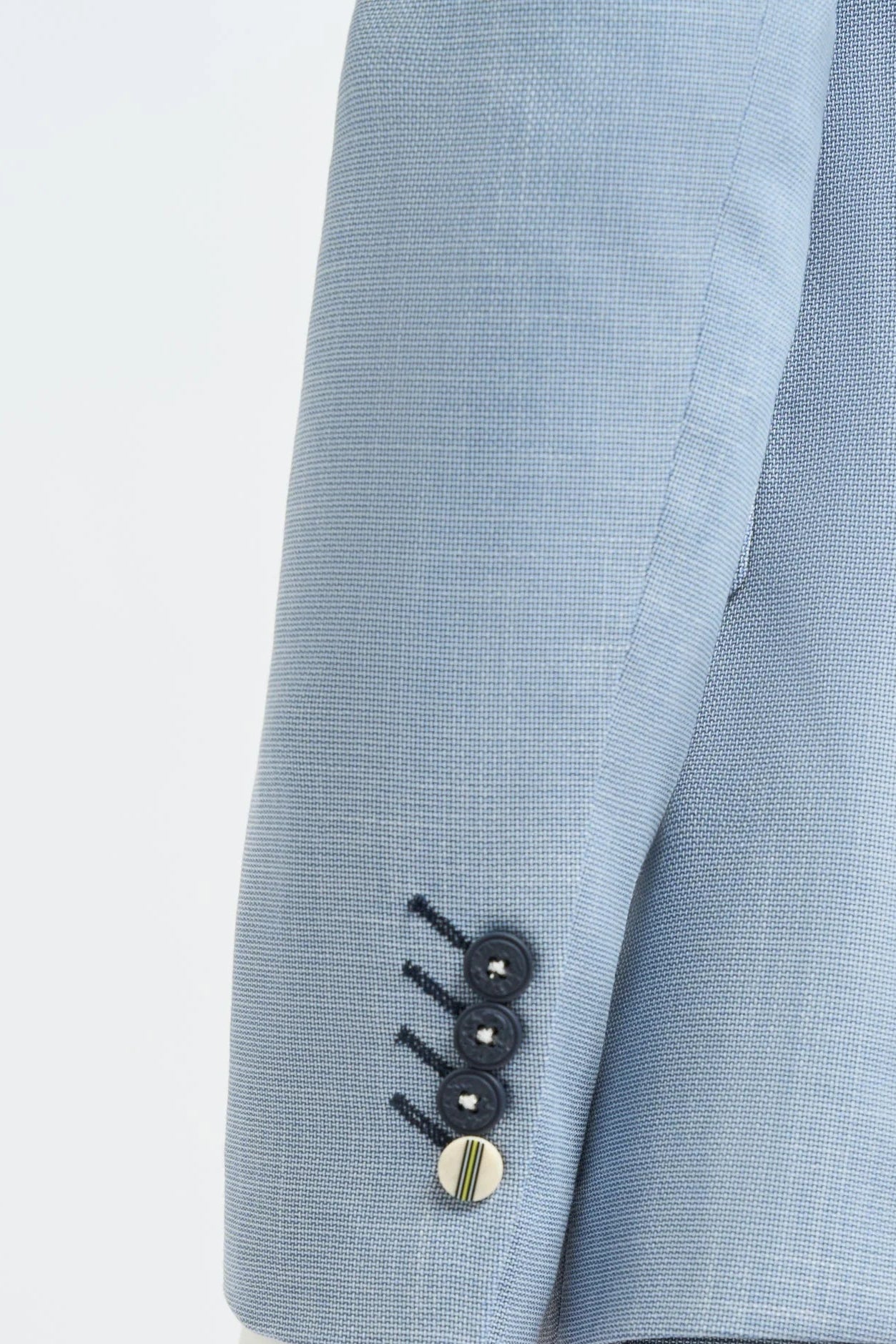 Men's Linen Sky Blue Summer Wedding Suit with Navy Trousers
