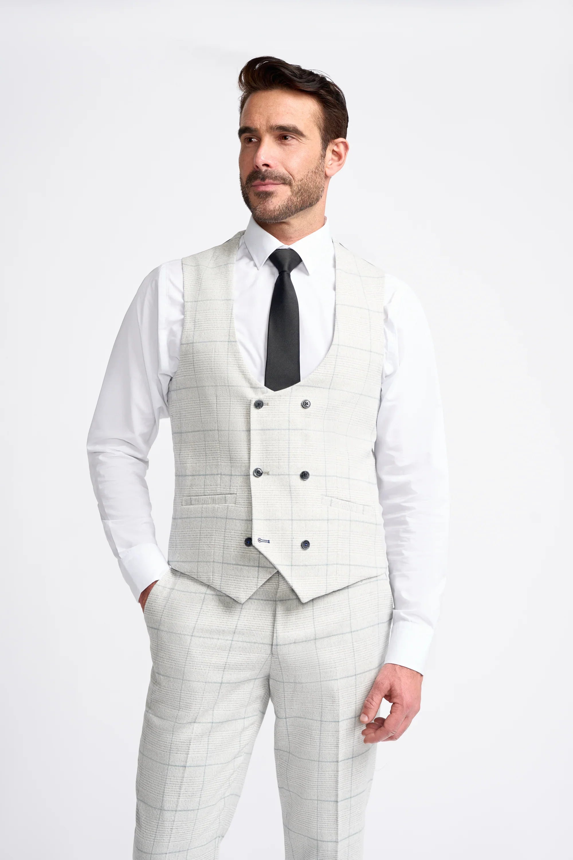 Light Grey Check 3 Piece Suit