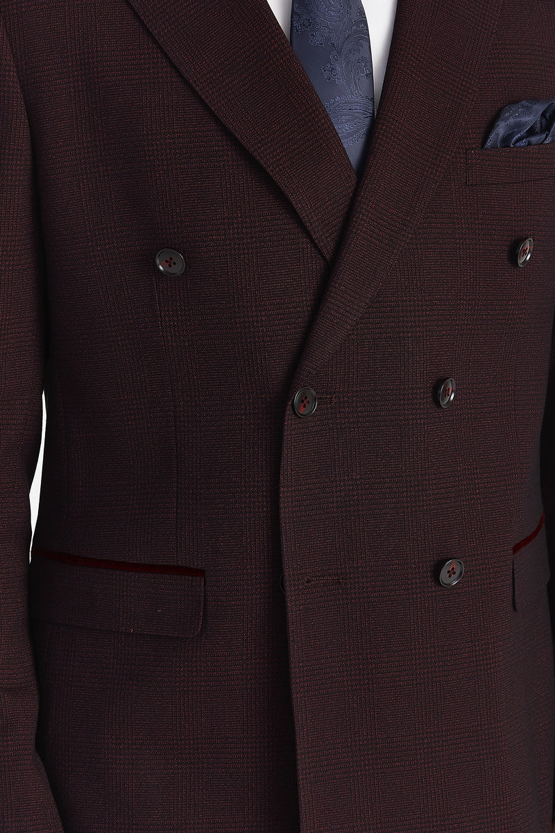 Regent - Men's Burgundy 2 Piece Double Breasted Suit