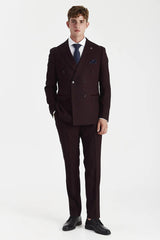 Regent - Men's Burgundy 2 Piece Double Breasted Suit
