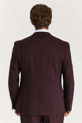 Regent - Men's Wine 3 Piece Prince Of Wales Checked Suit