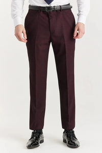 Regent - Men's Wine Plaid Check Trousers
