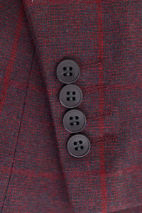 Men's 3 Piece Suit Wool Tweed Plum Wine Check 1920s Gatsby