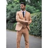 TP-23 - Men's Camel 3 Piece Linen Summer Wedding Suit