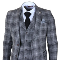 Men's Grey Tweed Check 3 Piece Suit