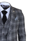 Men's Grey Tweed Check 3 Piece Suit