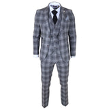 Men's Grey Tweed Check 3 Piece Suit