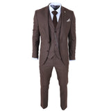 TP-50 - Men's Brown 3 Piece Prince Of Wales Check Suit