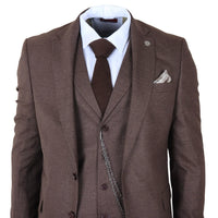 TP-50 - Men's Brown 3 Piece Prince Of Wales Check Suit