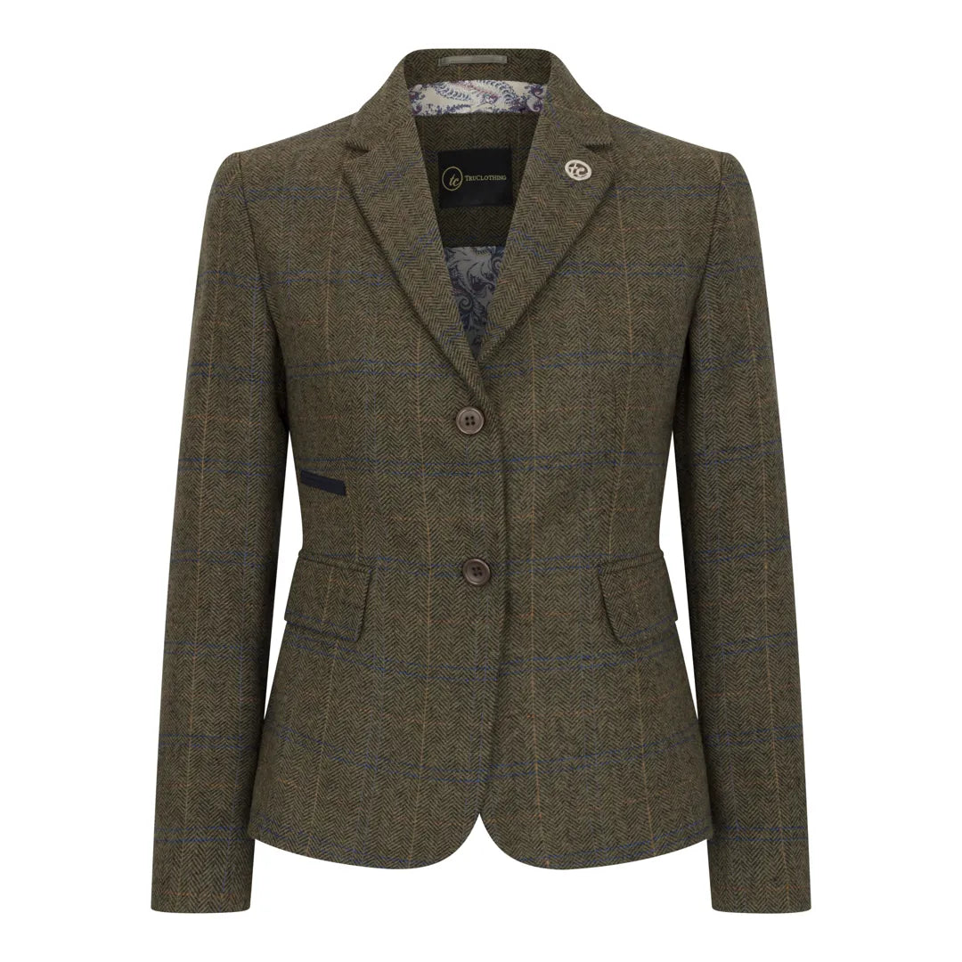TPSTZ71 - Women's Olive Green Tweed Blazer