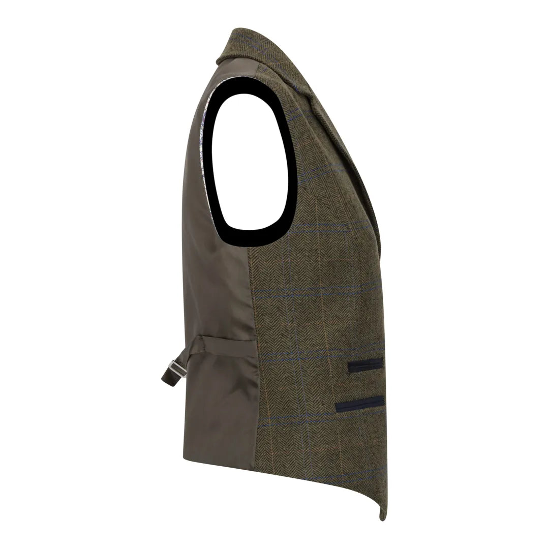 TPSTZ71 - Women's Olive Green Tweed Waistcoat
