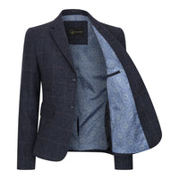 TPSTZ72 - Women's Navy Blue Tweed Blazer