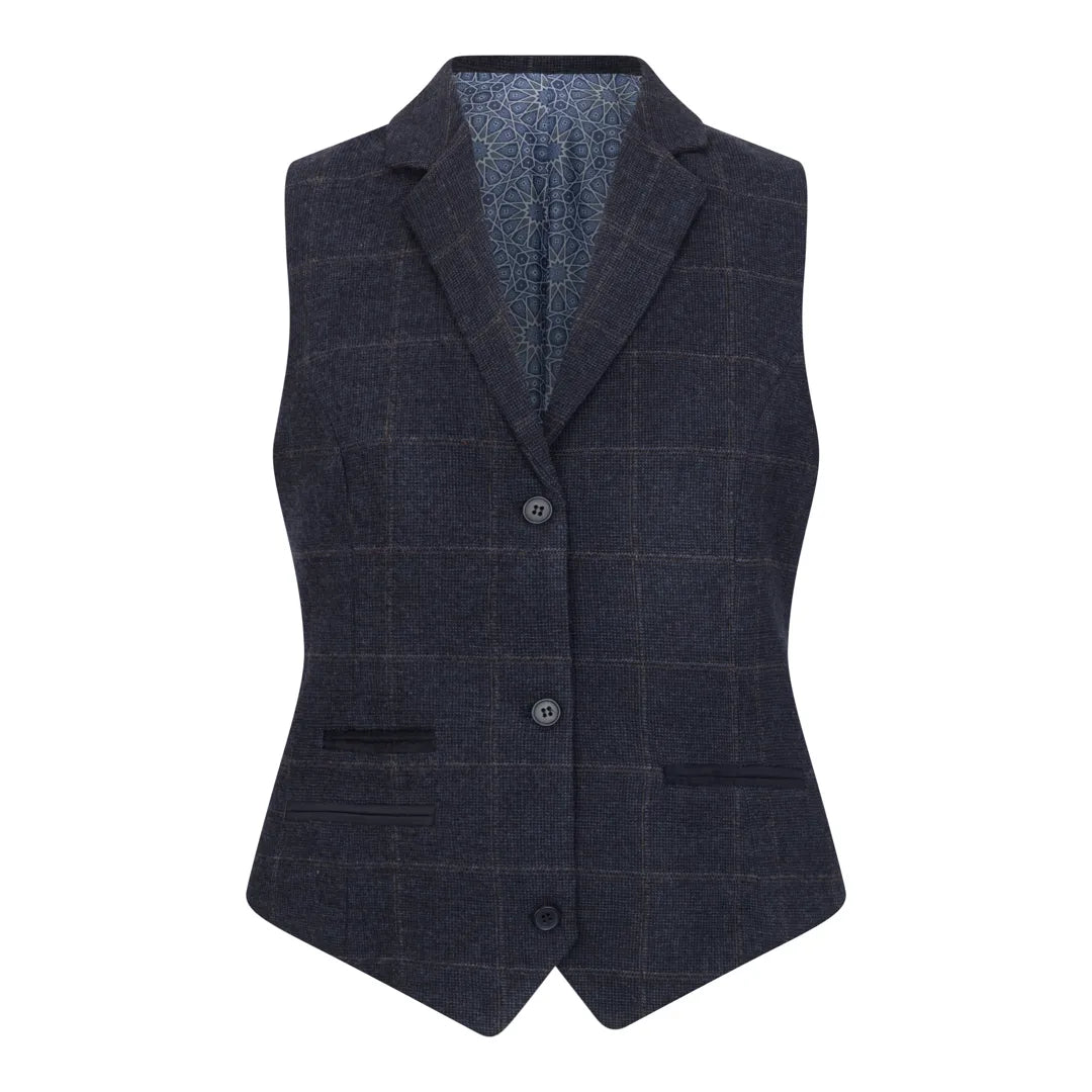 TPSTZ72 - Women's Navy Blue Tweed Blazer Waistcoat
