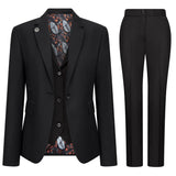 TPW-13 - Women's 3 Piece Plain Black Suit