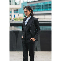 TPW-13 - Women's 3 Piece Plain Black Suit