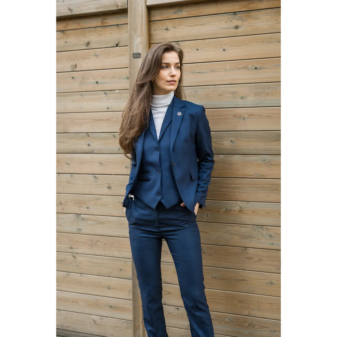 TPW52 - Women's Navy 3 Piece Prince Of Wales Check Suit