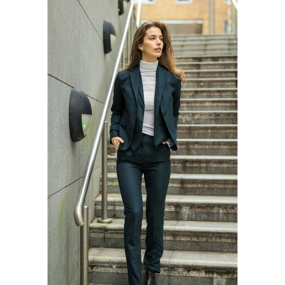 TPW53 - Women's Green 3 Piece Prince Of Wales Check Suit