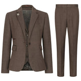 TPW-AK-06 - Women's Brown 3 Piece Herringbone Tweed Suit