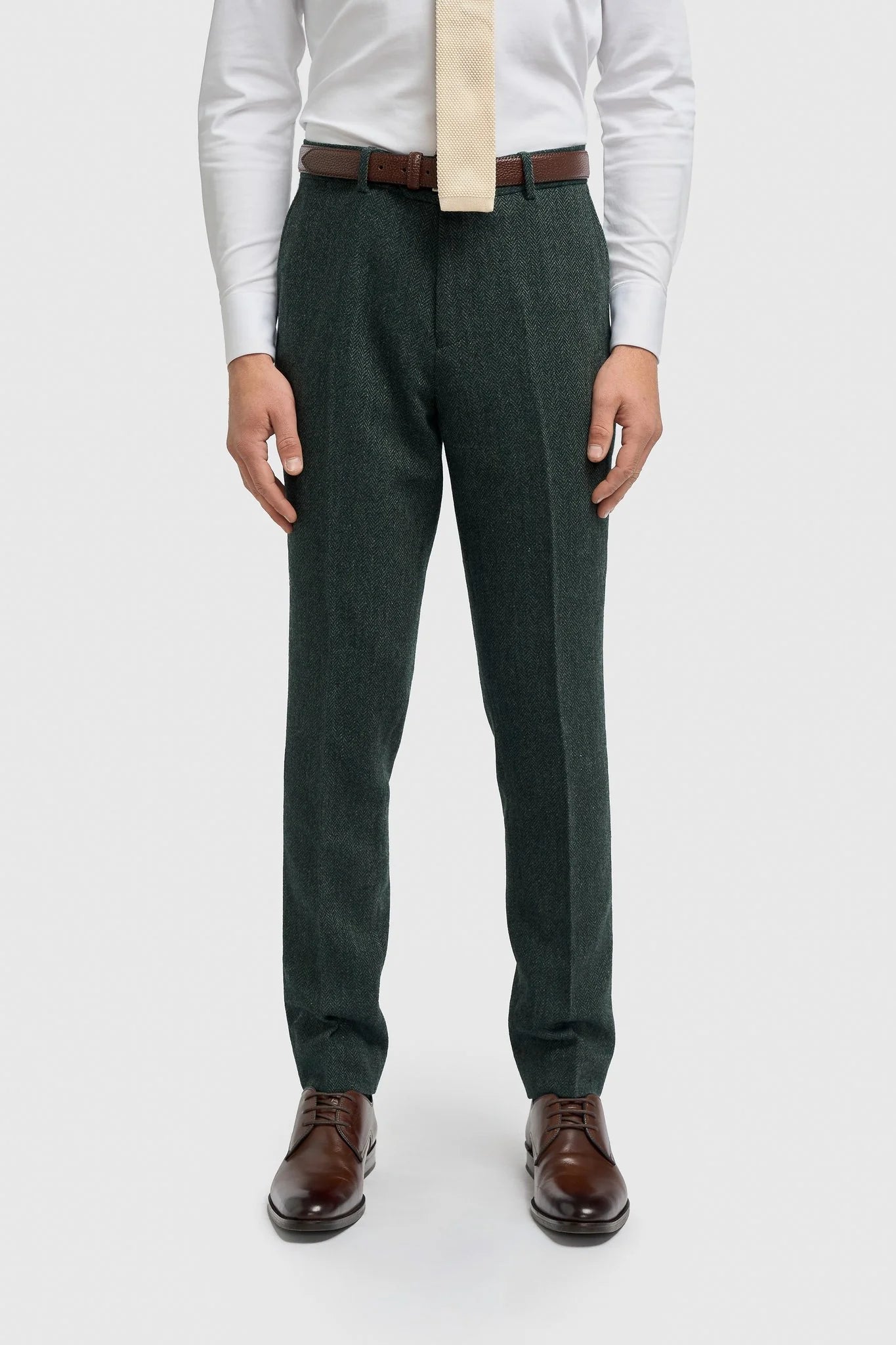 Thomas - Olive Green 3 Piece Wool Blend Tweed Suit