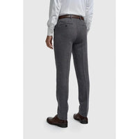 Thomas - Men's Navy Wool Blend Herringbone Tweed Trousers