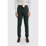 Thomas - Men's Olive Wool Blend Herringbone Tweed Trousers
