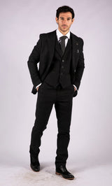 Men's Black Glen Check 3 Piece Suit