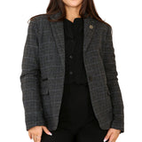 Women's Tweed Check Blazer Grey Suit
