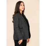 Women's Tweed Check Blazer Grey Suit