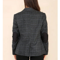 Women's Tweed Check Blazer Grey Suit