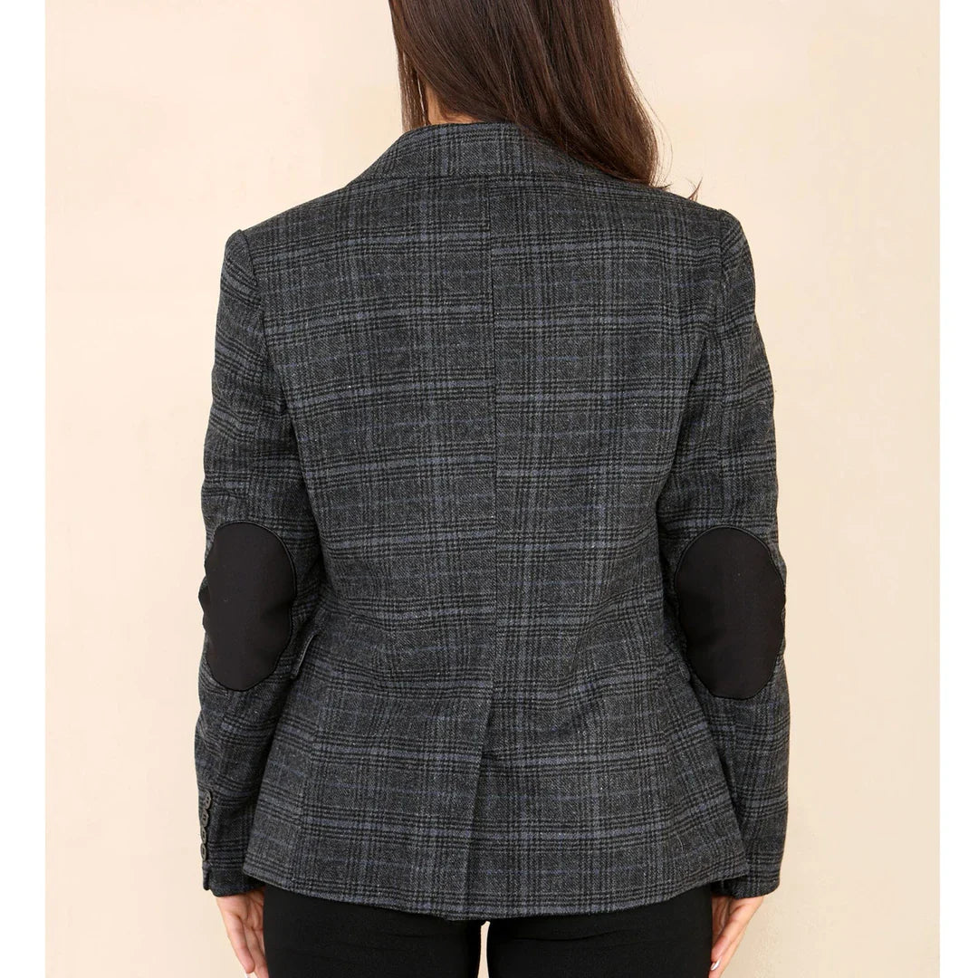 Women's Tweed Check Blazer Grey Suit