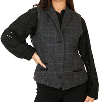 Women's Tweed Check Waistcoat Grey